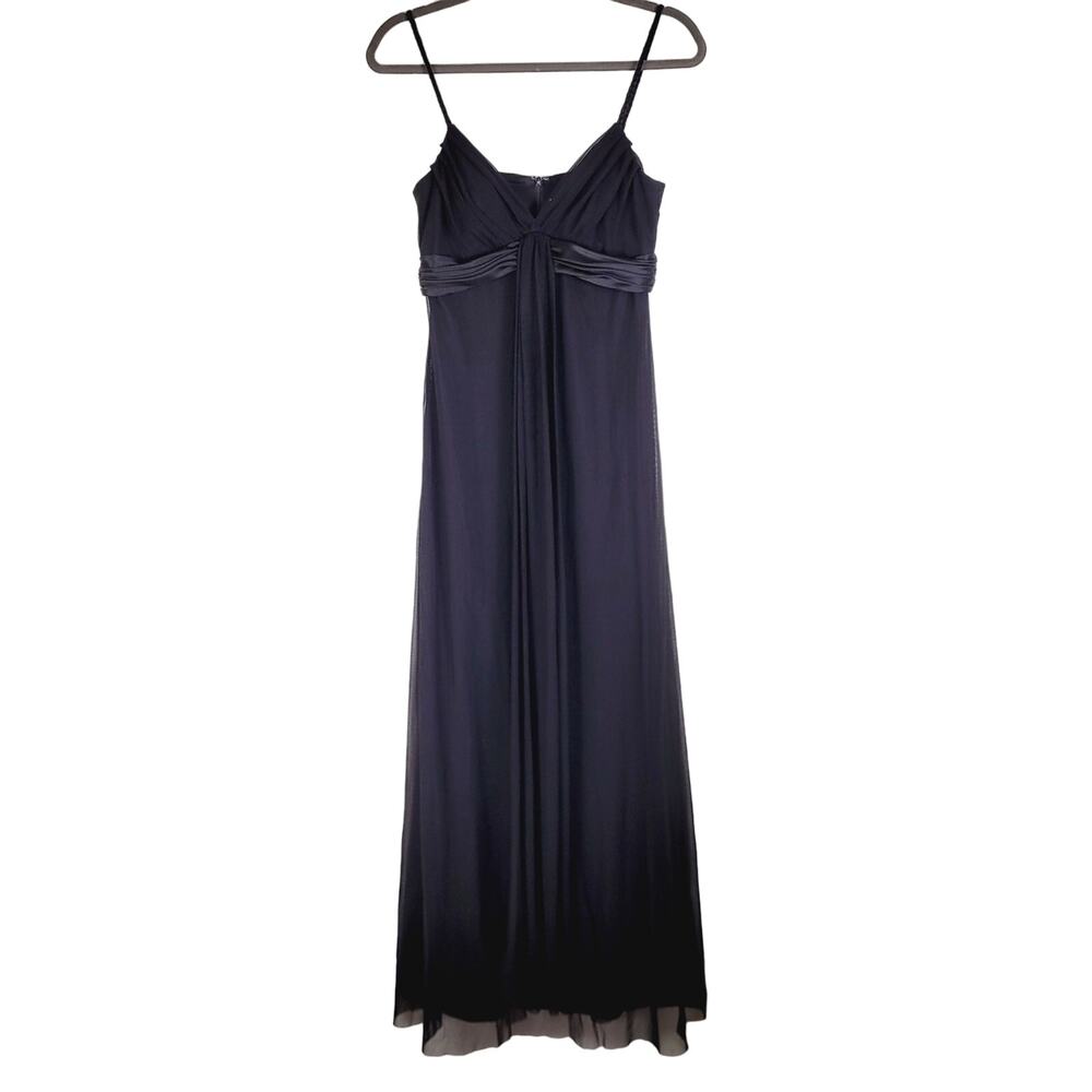 White House Black Market black chiffon ruched sleeveless flowy gown size 6